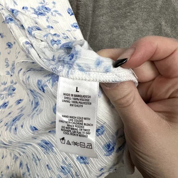 Aeropastale Floral Scoop-Neck Midi Dress Womens L Front Slit Cap Sleeves NWT - Picture 8 of 10